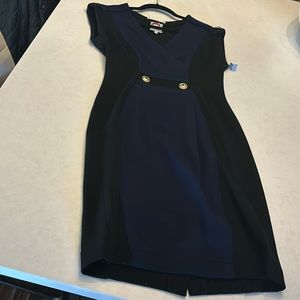 Black and blue knee length work dress